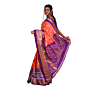 Pochampally Ikat Navratna Design Silk Saree  Orange & Purple
