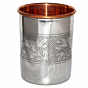 Prisha India Craft Steel Copper Jug Picher 900 ML with 3 Steel Copper Glass Tumbler 250 ML
