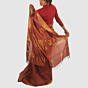 Classic Rust Red Maheshwari Silk Cotton Handloom Saree with Copper Gold Zari Border