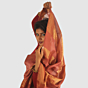 Classic Rust Red Maheshwari Silk Cotton Handloom Saree with Copper Gold Zari Border