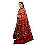 Authentic Kotpad Traditional Cotton Saree | Classic Red with Black Tribal Motifs & Woven Striped Pallu | Handwoven by Koraput Tribal Artisans