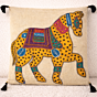 Earthy Folk Beige Animal Applique Cushion Cover