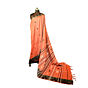 Authentic Kotpad Tradiotional Tussar Silk Saree | Rust Red with Black Tribal Motifs & Striped Pallu | Handwoven by Koraput Tribal Artisans