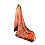 Authentic Kotpad Tradiotional Tussar Silk Saree | Rust Red with Black Tribal Motifs & Striped Pallu | Handwoven by Koraput Tribal Artisans