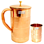 Prisha India Craft Pure Copper Jug Capacity 2000 ML with 1 Pure Copper Glass