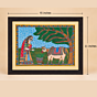 Village Woman & Cow Madhubani Painting Frame