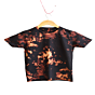 Stylish Tie-Dye T-Shirt in Black and Burnt Orange - 100% Cotton Bio Wash Crew Neck