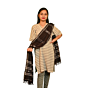 Authentic Kotpad Handwoven Cotton Dupatta | Deep Brown with White Tribal Checks & Motifs | Crafted by Koraput Tribal Artisans