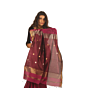Wine Maroon Maheshwari Saree | Timeless Golden Elegance
