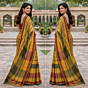 Gamcha saree, Check pattern multy color with Blouse piece
