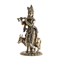 Brass Krishna Idol | Lord Krishna Brass Murti for Home Temple & Pooja Decor, BH11880