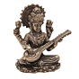 Mini Brass Saraswati Idol for Study Table, Home Temple & Gift BH12446