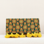 Green & Yellow Printed Clutch with Tassels 