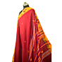 Authentic Kotpad Tribal Cotton Saree | Maroon Body with Mustard Aal-Dyed Border | Handwoven by Koraput Artisans