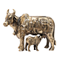 Brass Kamdhenu Cow with Calf Idol Sacred Gau Mata Statue for Home Temple, Vastu & Gift, BH12275