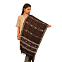 Authentic Kotpad Handwoven Cotton Dupatta | Deep Brown with White Tribal Checks & Motifs | Crafted by Koraput Tribal Artisans