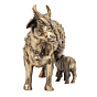 Brass Kamdhenu Cow with Calf Idol Sacred Gau Mata Statue for Home Temple, Vastu & Gift, BH12275