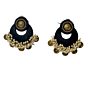 Ginni Thread Elegant Black Fabric Earrings with Golden Detailing Decorative Pearls and Lightweight Design