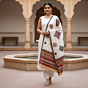 Heritage Blend White Ajrakh Patchwork Dupatta