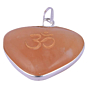 Coral Orange Aventurine Heart Pendant for Reiki Healing