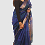 Royal Blue Maheshwari Silk Cotton Saree with Gold Zari Border