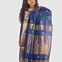 Royal Blue Maheshwari Silk Cotton Saree with Gold Zari Border