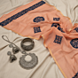 Peach Cotton Applique Work Dupatta for Casual Wear