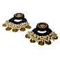 Ginni Thread Elegant Black Fabric Earrings with Golden Detailing Decorative Pearls and Lightweight Design