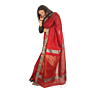Royal Red Maheshwari Silk Cotton Handloom Saree with Gold and Silver Zari Borders
