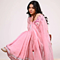 Linen Embroidery Saree Half & Half Design with Plain Border & Running Blouse - 100 Count Premium Linen
