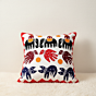 Elephant & Animal Motif Embroidered Cushion Cover