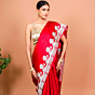 Gul Border Handwoven Banarasi Silk Saree in Regal Red