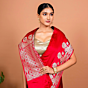 Gul Border Handwoven Banarasi Silk Saree in Regal Red