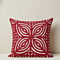 Red Floral Applique Cutwork Cushion Cover 