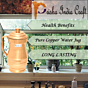 Prisha India Craft Pure Copper Maharaja Jug Pitcher 1800 ML with 4 Steel Copper Tumblers 425 ML
