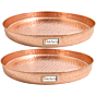Prisha India Craft Pure Copper Hammered Dinner Set Thali Plate Set of 2
