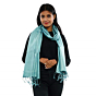 Pure Handloom Tasar Silk Dyed Stole | Sky Blue
