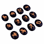 Handmade Black Agate Zodiac Symbols Engraved Stones