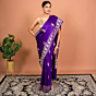 Guldaudi Handwoven Banarasi Silk Saree in Royal Purple