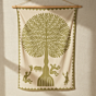 Olive Green Applique Tree & Bird Tapestry |  Wall Hanging