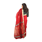 Royal Red Maheshwari Silk Cotton Handloom Saree with Gold and Silver Zari Borders