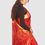 Royal Crimson Maheshwari Silk Cotton Handloom Saree with Antique Gold Zari