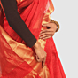 Royal Crimson Maheshwari Silk Cotton Handloom Saree with Antique Gold Zari