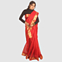 Royal Crimson Maheshwari Silk Cotton Handloom Saree with Antique Gold Zari