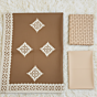 Brown Applique Cutwork 3 Pc Unstitched Fabric Set | Ethnic Dress Material