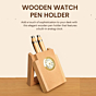 Handmade Wooden Pen Stand with Clock | 8x3x13 cm