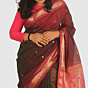 Premium Handloom Maroon Green Saree with Gold Finish