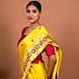 Ashawali Border Handwoven Banarasi Silk Saree in Yellow
