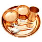 Prisha India Craft Pure Copper Hammered Dinner Thaliset
