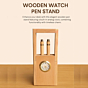 Handmade Wooden Pen Stand with Clock | 8x3x13 cm